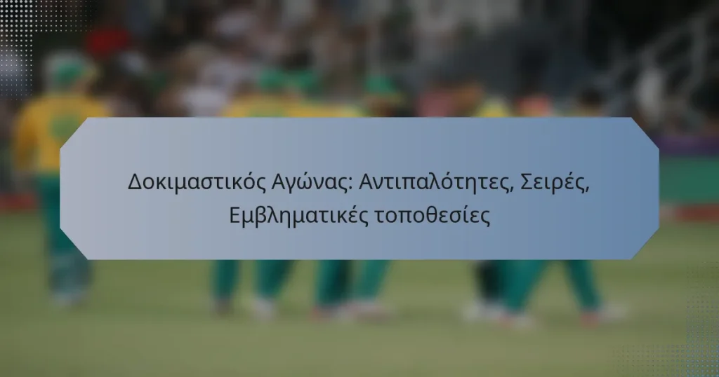 Δοκιμαστικός Αγώνας: Αντιπαλότητες, Σειρές, Εμβληματικές τοποθεσίες