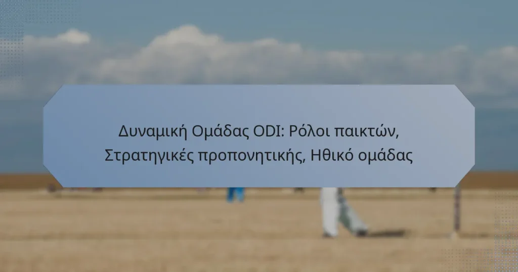 Δυναμική Ομάδας ODI: Ρόλοι παικτών, Στρατηγικές προπονητικής, Ηθικό ομάδας