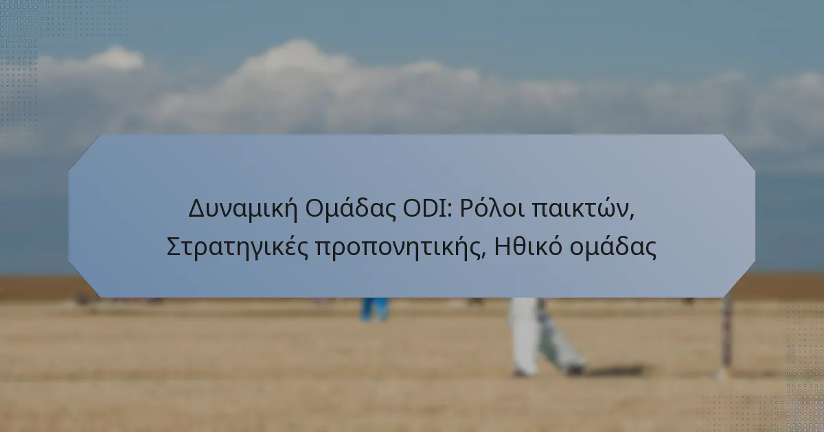 Δυναμική Ομάδας ODI: Ρόλοι παικτών, Στρατηγικές προπονητικής, Ηθικό ομάδας