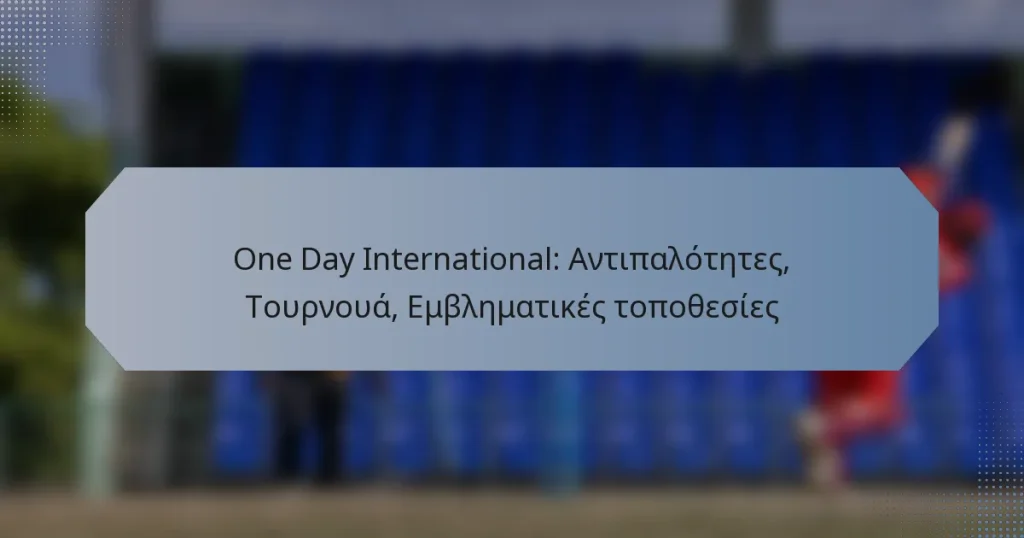 One Day International: Αντιπαλότητες, Τουρνουά, Εμβληματικές τοποθεσίες