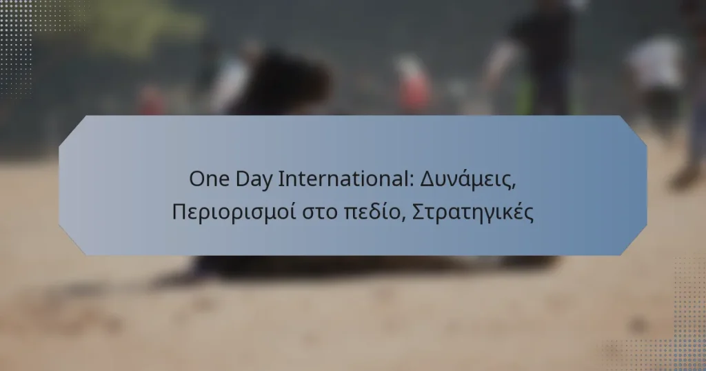 One Day International: Δυνάμεις, Περιορισμοί στο πεδίο, Στρατηγικές