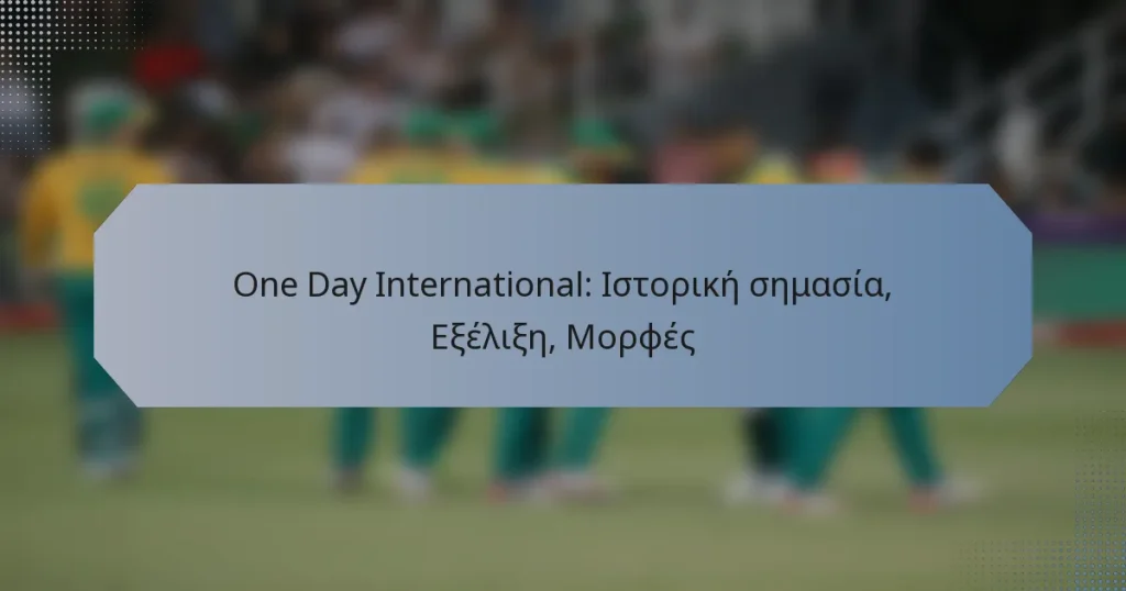 One Day International: Ιστορική σημασία, Εξέλιξη, Μορφές