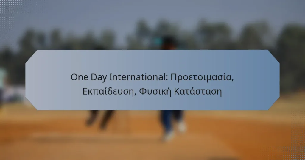 One Day International: Προετοιμασία, Εκπαίδευση, Φυσική Κατάσταση