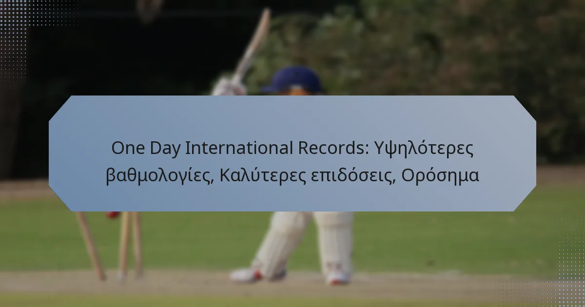One Day International Records: Υψηλότερες βαθμολογίες, Καλύτερες επιδόσεις, Ορόσημα