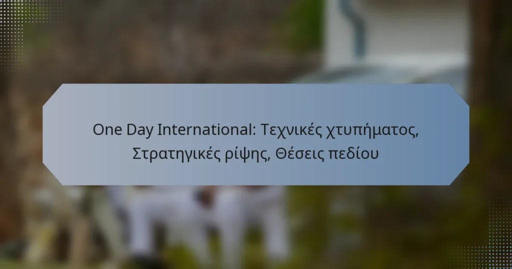 One Day International: Τεχνικές χτυπήματος, Στρατηγικές ρίψης, Θέσεις πεδίου