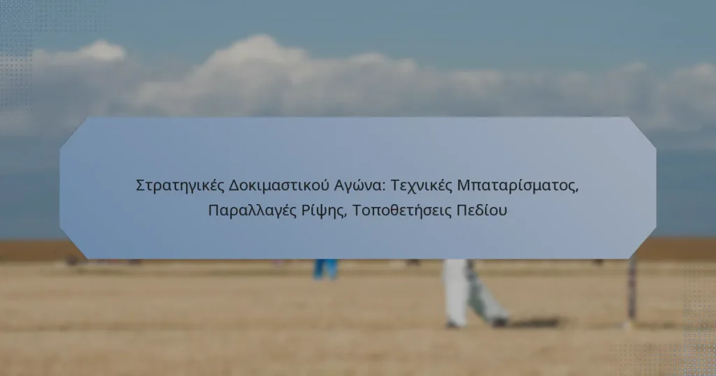 Στρατηγικές Δοκιμαστικού Αγώνα: Τεχνικές Μπαταρίσματος, Παραλλαγές Ρίψης, Τοποθετήσεις Πεδίου