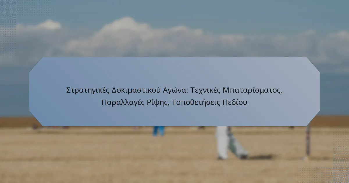 Στρατηγικές Δοκιμαστικού Αγώνα: Τεχνικές Μπαταρίσματος, Παραλλαγές Ρίψης, Τοποθετήσεις Πεδίου