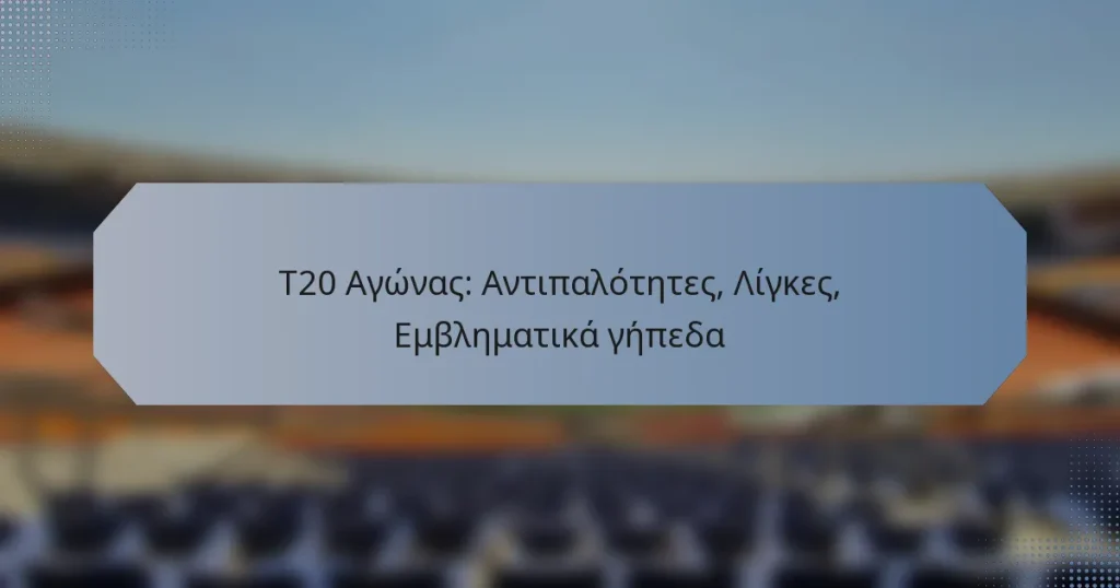 T20 Αγώνας: Αντιπαλότητες, Λίγκες, Εμβληματικά γήπεδα