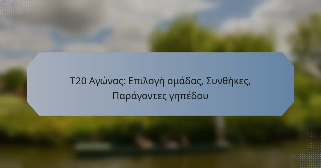 T20 Αγώνας: Επιλογή ομάδας, Συνθήκες, Παράγοντες γηπέδου