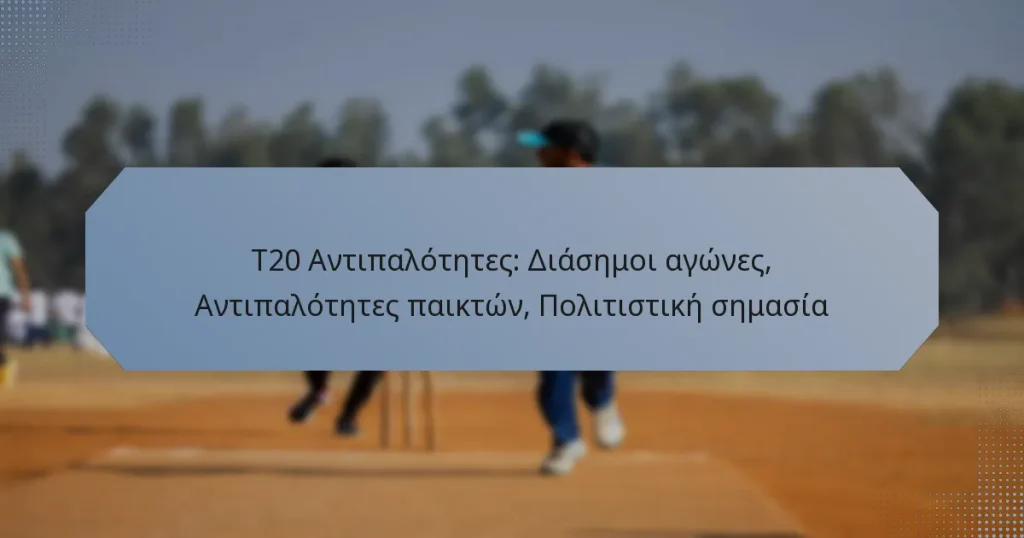 T20 Αντιπαλότητες: Διάσημοι αγώνες, Αντιπαλότητες παικτών, Πολιτιστική σημασία