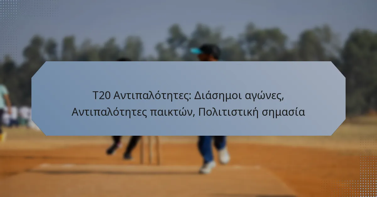 T20 Αντιπαλότητες: Διάσημοι αγώνες, Αντιπαλότητες παικτών, Πολιτιστική σημασία