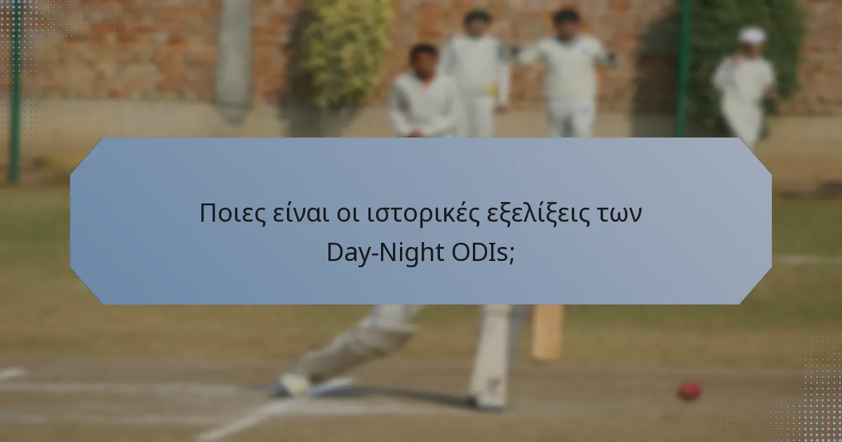 Ποιες είναι οι ιστορικές εξελίξεις των Day-Night ODIs;