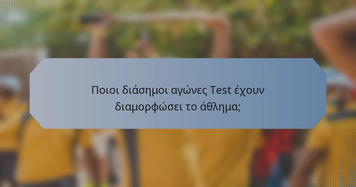 Ποιοι διάσημοι αγώνες Test έχουν διαμορφώσει το άθλημα;