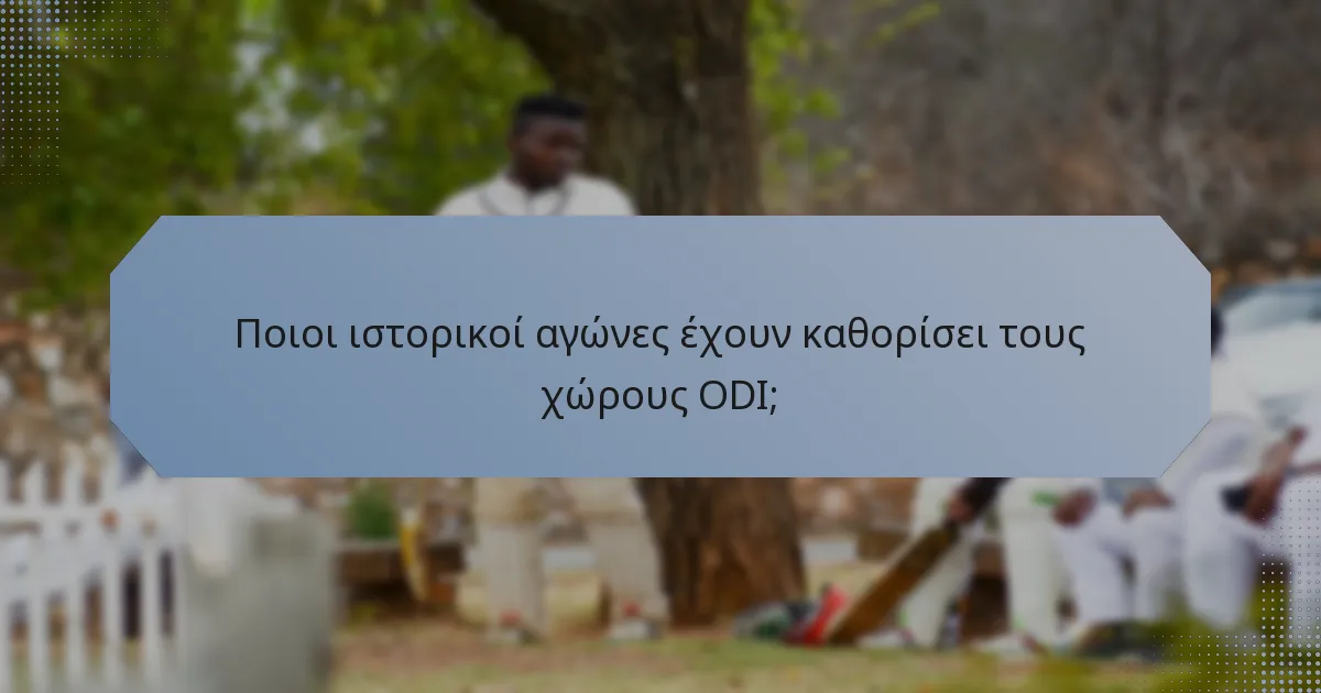 Ποιοι ιστορικοί αγώνες έχουν καθορίσει τους χώρους ODI;