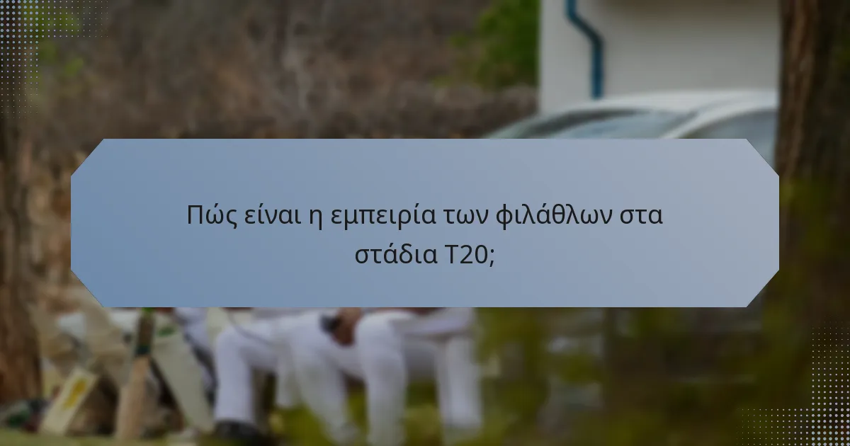 Πώς είναι η εμπειρία των φιλάθλων στα στάδια T20;